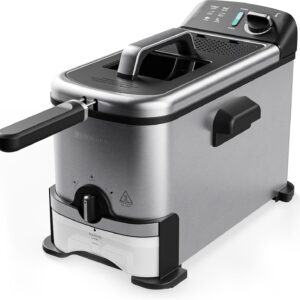 HEINRICH'S  HFR 8220 Fryer 3 liter 2000W, Stainlessteel Strong, Easy up to 190 'C,Robust Stainless Steel Housing, None Steak Coating, Oil Filter System incl Adjustable Thermostate. light Indicator