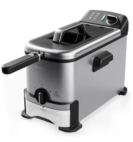 HEINRICH'S  HFR 8220 Fryer 3 liter 2000W, Stainlessteel Strong, Easy up to 190 'C,Robust Stainless Steel Housing, None Steak Coating, Oil Filter System incl Adjustable Thermostate. light Indicator