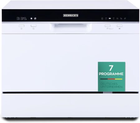 Heinrich´s Portable Mini Dishwasher, Table Dishwasher with 6.5 L Consumption, Only with Water Connection, Small + Freestanding for Office, Camping/Motorhome.