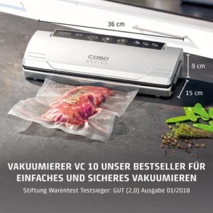 CASO VC 10 vacuum sealer - test winner at Stiftung Warentest, vacuum sealer, food remains vacuumed up to 8x longer, fresh, 30cm long & stable weld, including 10 professional foil bags 1340