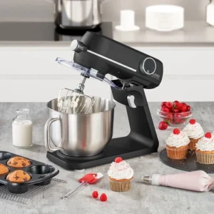 CASO KM 1800 Black-E, Elegant Food Processor, Test Rating: Very Good, Strong 1800 Watt, 6 L Stainless Steel Bowl, 10 Speed Levels, Planetary Stirrer 3156
