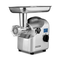 GASTROBACK Design Mincer Advanced, Professional motor (induction / 350 watt / max 1.3 Nm), Large rotary feed pan is made of stainless steel, Digital display (indicating direction of rotation and power input) 41409