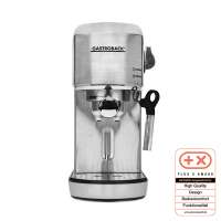 GASTROBACK design espresso piccolo coffee maker with spout for milk frother, 19 bar, fast heating (40 seconds), Stainless steel Silver 1.4 litres, 42716