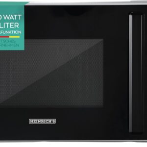 Heinrich's Microwave, Compact Microwave, 20 L Volume, 9 Power Levels, Includes 35 Min. Timer, Defrost Function, Interior Lighting, 360° Turntable, with Grill Function, 1000 W Power, Heinrich's HMW 8847 SI
