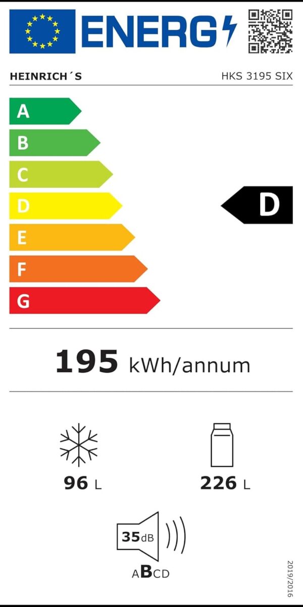 Heinrich´s Fridge Freezer Combination with 322 L with Freezer Volume96 L, Total No-FROST, LED Lighting, Door Hinge, Changeable, Quiet 35 dB, Large Freezer Boxes, (six) black (Black, 322) HKS 3195 - Image 9