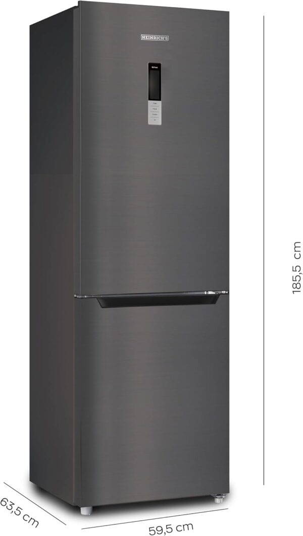 Heinrich´s Fridge Freezer Combination with 322 L with Freezer Volume96 L, Total No-FROST, LED Lighting, Door Hinge, Changeable, Quiet 35 dB, Large Freezer Boxes, (six) black (Black, 322) HKS 3195 - Image 3