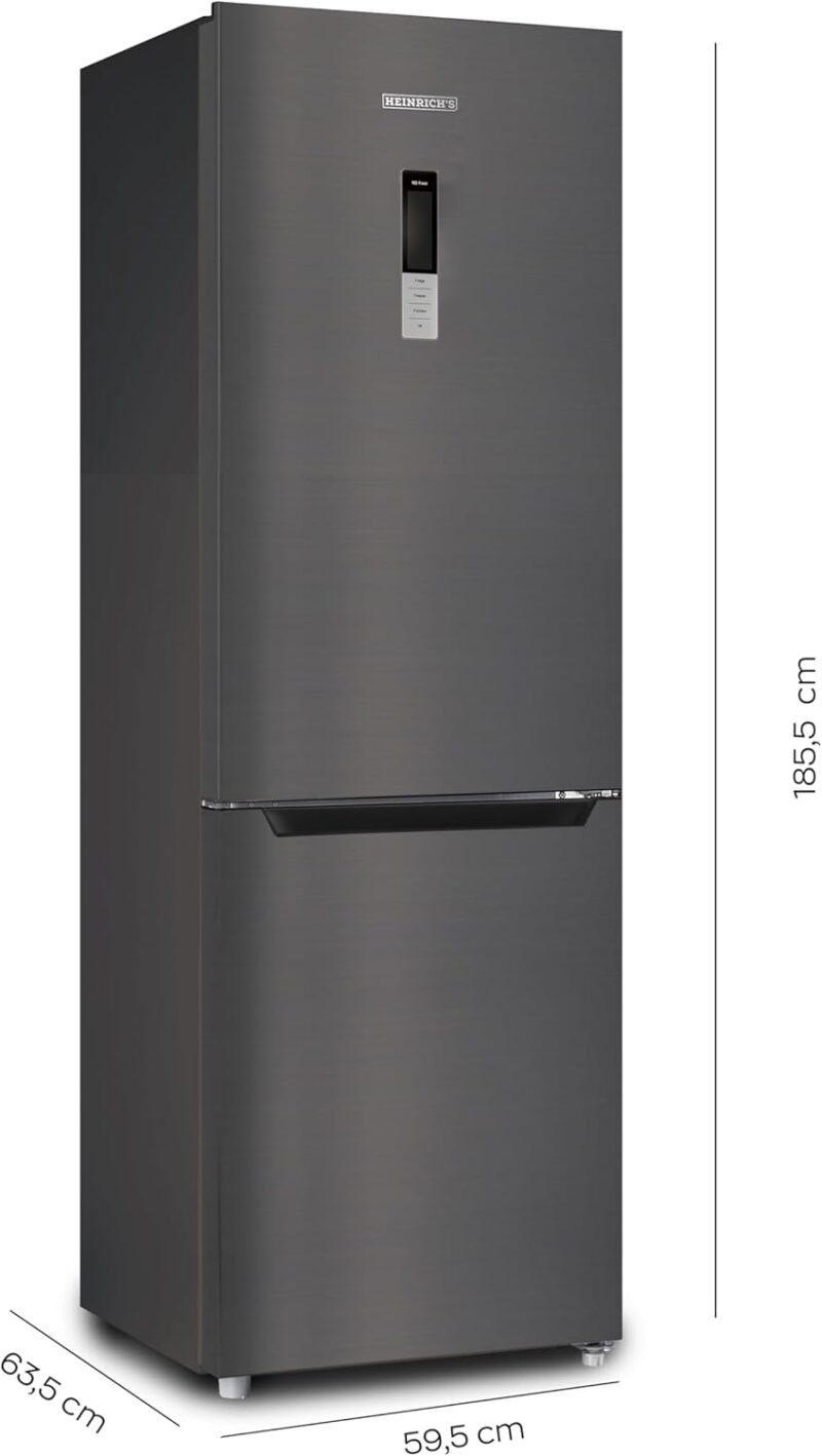 Heinrich´s Fridge Freezer Combination with 322 L with Freezer Volume96 L, Total No-FROST, LED Lighting, Door Hinge, Changeable, Quiet 35 dB, Large Freezer Boxes, (six) black (Black, 322) HKS 3195 - Image 3