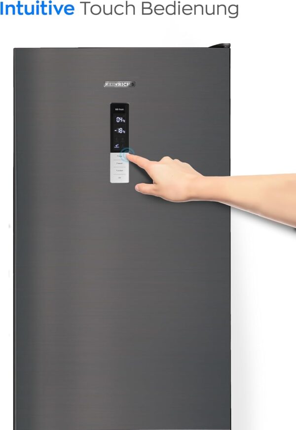 Heinrich´s Fridge Freezer Combination with 322 L with Freezer Volume96 L, Total No-FROST, LED Lighting, Door Hinge, Changeable, Quiet 35 dB, Large Freezer Boxes, (six) black (Black, 322) HKS 3195 - Image 5