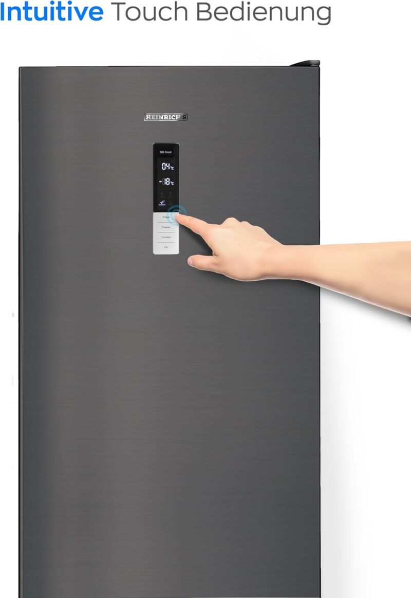 Heinrich´s Fridge Freezer Combination with 322 L with Freezer Volume96 L, Total No-FROST, LED Lighting, Door Hinge, Changeable, Quiet 35 dB, Large Freezer Boxes, (six) black (Black, 322) HKS 3195 - Image 5