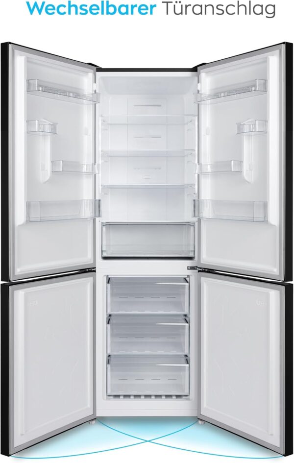 Heinrich´s Fridge Freezer Combination with 322 L with Freezer Volume96 L, Total No-FROST, LED Lighting, Door Hinge, Changeable, Quiet 35 dB, Large Freezer Boxes, (six) black (Black, 322) HKS 3195 - Image 6