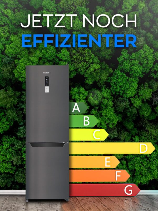 Heinrich´s Fridge Freezer Combination with 322 L with Freezer Volume96 L, Total No-FROST, LED Lighting, Door Hinge, Changeable, Quiet 35 dB, Large Freezer Boxes, (six) black (Black, 322) HKS 3195 - Image 7
