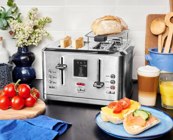 GASTROBACK 42396 Design Toaster Digital 4S, 4-Slices, Integrated Bun Attachment, 7 Toast Programmes, LCD Countdown Display, 950 Watt, Stainless Steel Case, Silver - Image 3