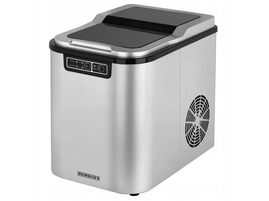 صانعة مكعبات الثلج من Heinrich´s مع مؤقت، 3 أحجام قابلة للتعديل لمكعبات الثلج، شاشة LCD، خزان مياه بسعة 2.2 لتر، وظيفة التنظيف الذاتي، هيكل من الفولاذ المقاوم للصدأ، قدرة 120 واط – HEM 8843