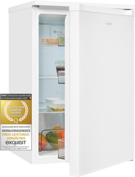 Exquisit KS16-V-070E Fridge White | Full Room Fridge | Standing Unit | Manual Temperature Control | Door Hinge Changeable | Net Capacity Cooling: 133.0 L | EEK: E | White