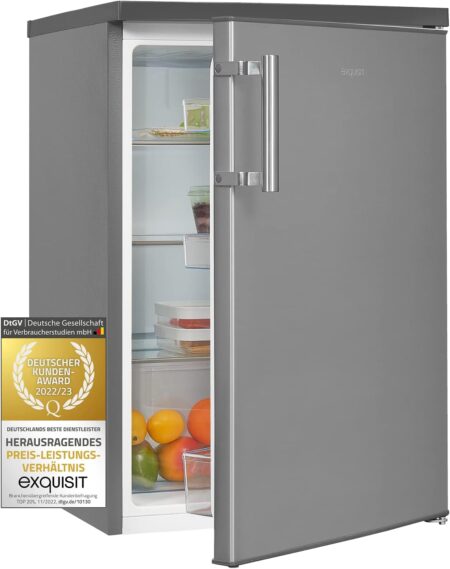 Exquisit Refrigerator KS16-VH-010D Inoxlook | Standing Unit | 133L volume | Inox look [Energy Class D]
