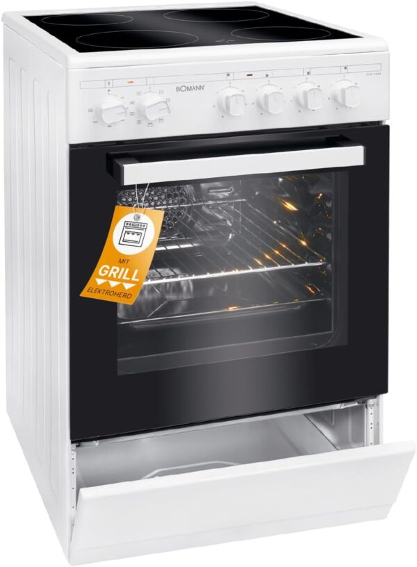 Bomann EHC 7939 Elektroherd, 50 cm Breit, 43 L, Glass Camper, 9 Backofen-Functions, White (779390) - Image 5