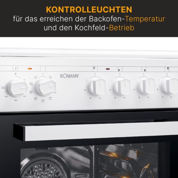 Bomann EHC 7939 Elektroherd, 50 cm Breit, 43 L, Glass Camper, 9 Backofen-Functions, White (779390) - Image 8