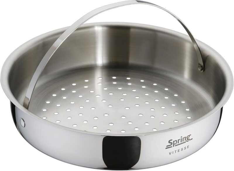 Spring Vitesse Pressure Cooker 8 L, Stainless Steel, Diameter 22 cm, Height 28.4 cm, Ideal for All Types of Cookers Including Induction, Quick and Versatile Food Preparation, with Steamer Insert and - Image 4