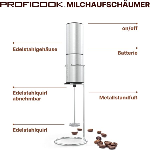 ProfiCook Electric Milk Frother for Cappuccino and Latte Macchiato Battery Operated 13000 RPM PC MS 1273 - Image 3