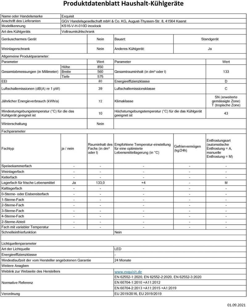 Exquisit Refrigerator KS16-VH-010D Inoxlook | Standing Unit | 133L volume | Inox look [Energy Class D] - Image 10