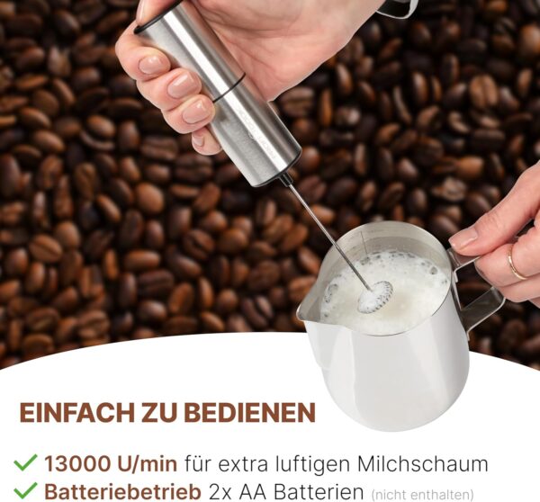 ProfiCook Electric Milk Frother for Cappuccino and Latte Macchiato Battery Operated 13000 RPM PC MS 1273 - Image 5