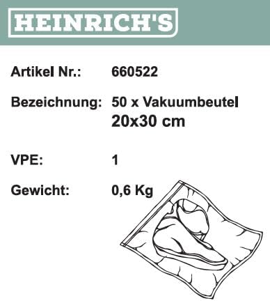 HEINRICHS Vacuum Bags (20x30)cm HVC 600522