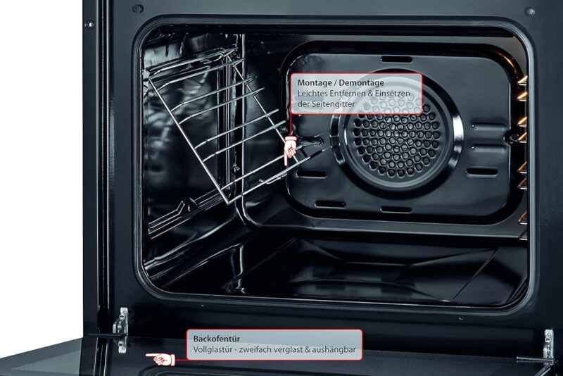 Bomann Built-in Electric Hob Set, Black EHBC, Oven Set Glass Ceramic Hob and 4 Hot Plates, Oven Top/Bottom Heat, Grill and Recirculation Function with Ceramic Hob, Oven with Hob [Energy Class A] (BLACK) - Image 5