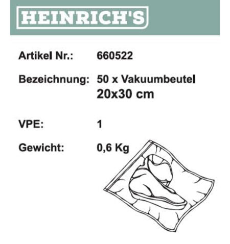 HEINRICHS Vacuum Bags (20x30)cm HVC 600522