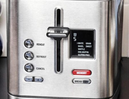 GASTROBACK #42395 Design Toaster Digital 2S, 2 Slices, Integrated Bun Attachment, 7 Toast Programmes, LCD Countdown Display, 800 Watt, Stainless Steel Housing, Silver