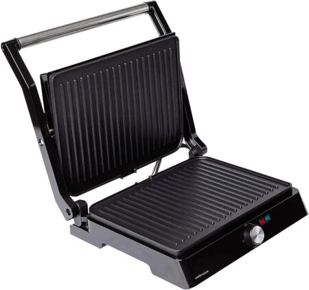 Mellerware - Hotty! 2200W Electric Grill | Non-Stick Coating | LED Temperature Control | 180º Opening | Adaptable Plates | Large Surface 29×46cm | Stainless