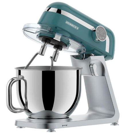 آلة معالجة الطعام والعجن من Heinrich´s – جهاز مطبخ احترافي بقدرة 1800 واط، مزودة بخاصية التحكم باللمس، تعمل بهدوء منخفض، وتشمل خافقًا وخطّافين للعجن. تأتي مع وعاء كبير من الفولاذ المقاوم للصدأ بسعة 7 لترات (XXL). اللون: أخضر الطراز: HKM 8079