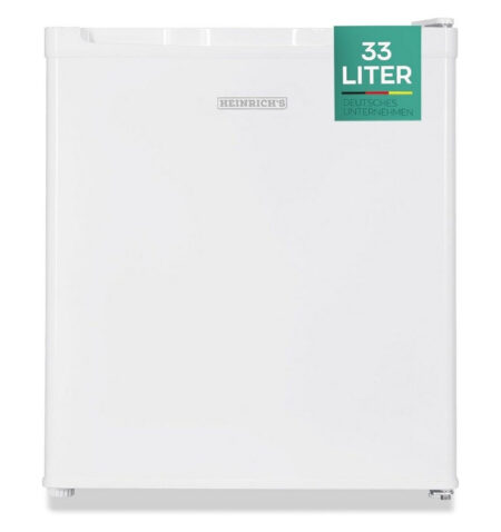 Heinrich`s Mini Freezer 33 L Small Compact Quiet: 39 dB Freezer Box; Interchangeable Door Hinge; Mini Freezer up to -18 °C, Freezer for Office, Camping, Outdoor HGB 5088 W