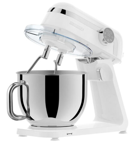 آلة معالجة الطعام والعجن من Heinrich´s – جهاز مطبخ احترافي بقدرة 1800 واط، مزودة بخاصية التحكم باللمس، تعمل بهدوء منخفض، وتشمل خافقًا وخطّافين للعجن. تأتي مع وعاء كبير من الفولاذ المقاوم للصدأ بسعة 7 لترات (XXL). اللون: أبيض HKM 8079