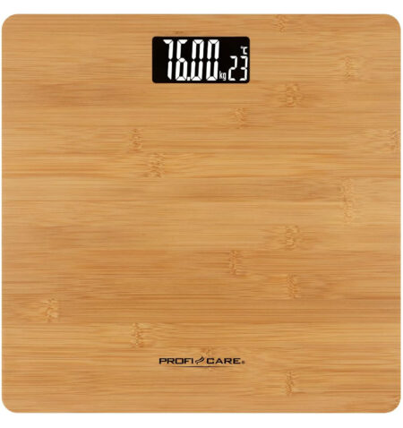 ProfiCare  Digital Bathroom Scales with Easy-to-Read LCD Display and Room Temperature Display/Scales Measuring Range 5-180 kg/Wooden Surface PC-PW 3103