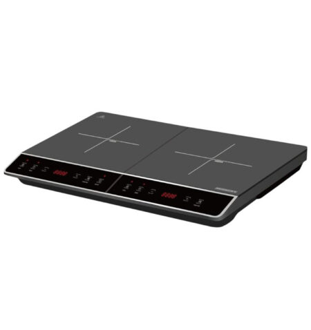 موقد حثي مستقل Heinrich’s، شعلتان، اللون أسود – موديل HDI 8862