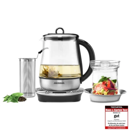Gastroback  Design Tea and More Advanced, 1400W, 1.5L, Tea and Water kettle, precision cooker, adjustable tea and cooking programs, keep warm, LCD display, SILVER 42438