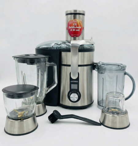 عصارة متعددة الوظائف Gastroback 40152 Design Multi Juicer Digital Plus، قدرة 1300 واط، 5 مستويات سرعة، وعاء لب 2 لتر، تشمل ملحقات مطحنة القهوة، التقطيع والخلاط