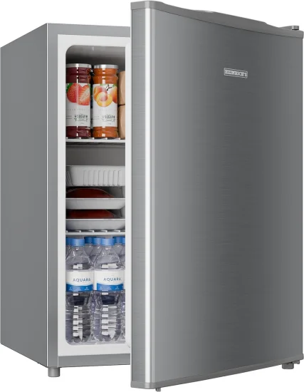 Heinrich's HKB 4388 – Compact mini refrigerator in stainless steel look (58 L)